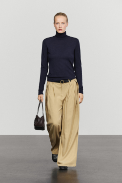Massimo Dutti Свитер из смесовой шерсти с высоким воротником, темно-синий