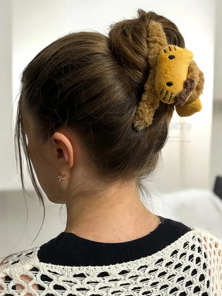 Заколка крабик краб для волос пушистый плюшевый Hello Kitty Заколка крабик краб для волос пушистый плюшевый Hello Kitty