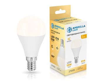 Светодиодная лампа Шар LED P45 13W IC E14 2700K 175-265V 451313 Bulbing Ambrella