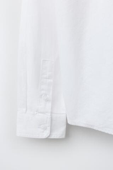 ZARA РУБАШКА ИЗ РЕЛЬЕФНОЙ ТКАНИ С ВОРОТНИКОМ-СТОЙКОЙ, БЕЛЫЙ