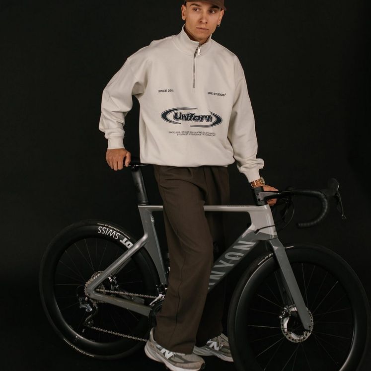 Cвитшот UNIFORM Half-zip Heavy Athletic, светло-бежевый