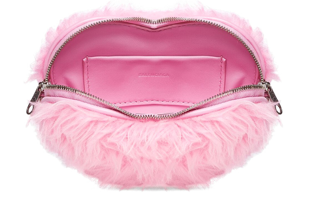 Balenciaga Faux Fur Coin Purse, Clutch Regular Women"s Pink