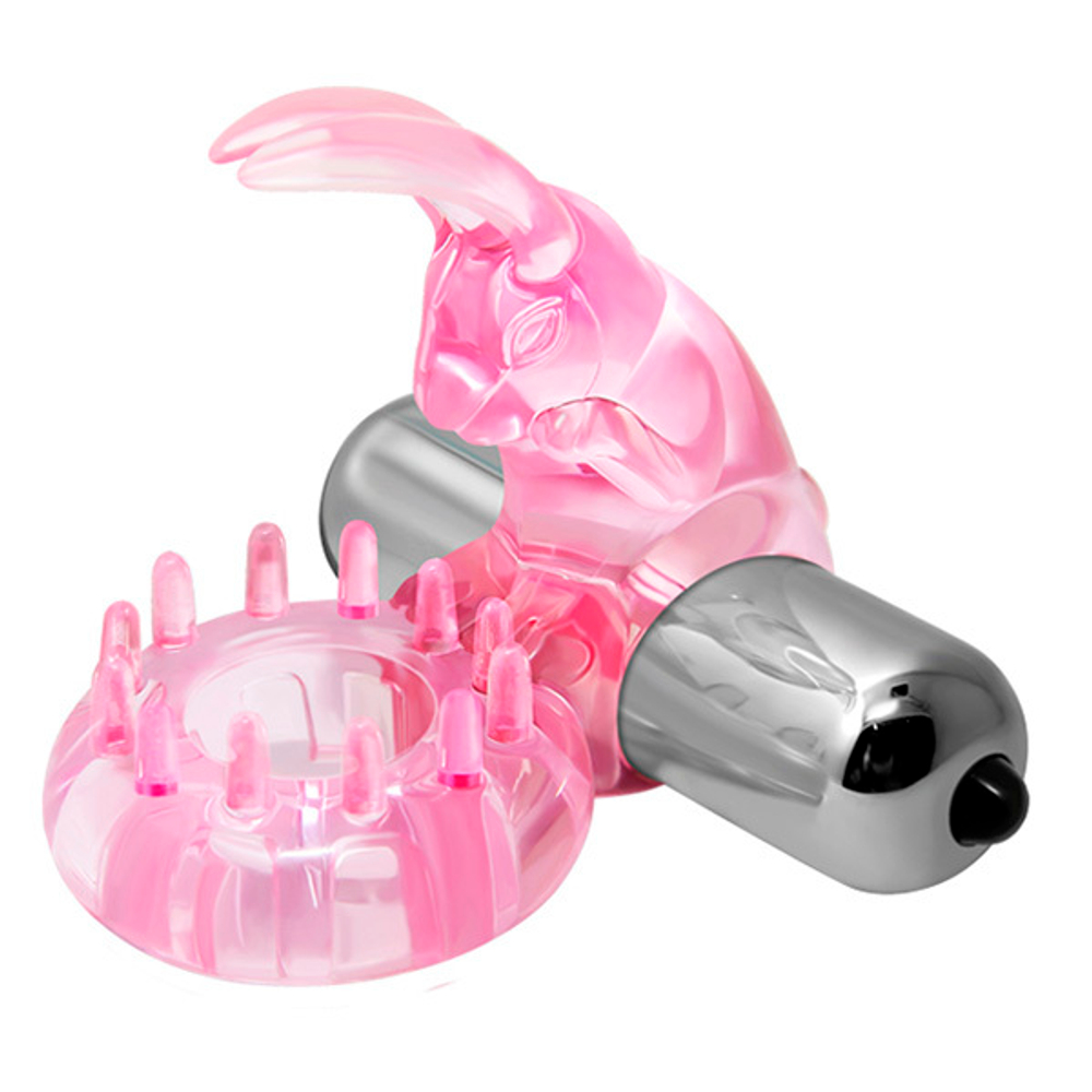 Розовое эрекционное виброкольцо-кролик 3,8см Baile Love Rabbit Ring BI-010132-1