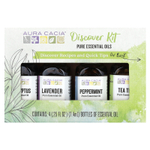 Aura Cacia, Откройте для себя комплект эфирных масел, 4 флакона, 0,25 унций (7,4 мл) каждый.