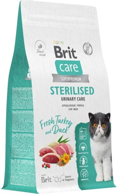Brit Care Cat Sterilised Urinary Care Индейка/Утка для кошек 1,5 кг