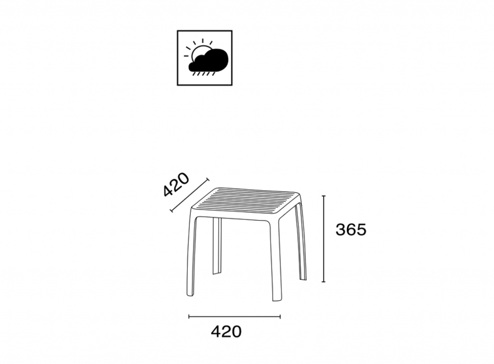Столик пластиковый для шезлонга PAPATYA Wave Side Table, тортора