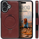 Business style чехол из кожи для IPHONE 17 с кольцом-подставкой и бархатной подкладкой