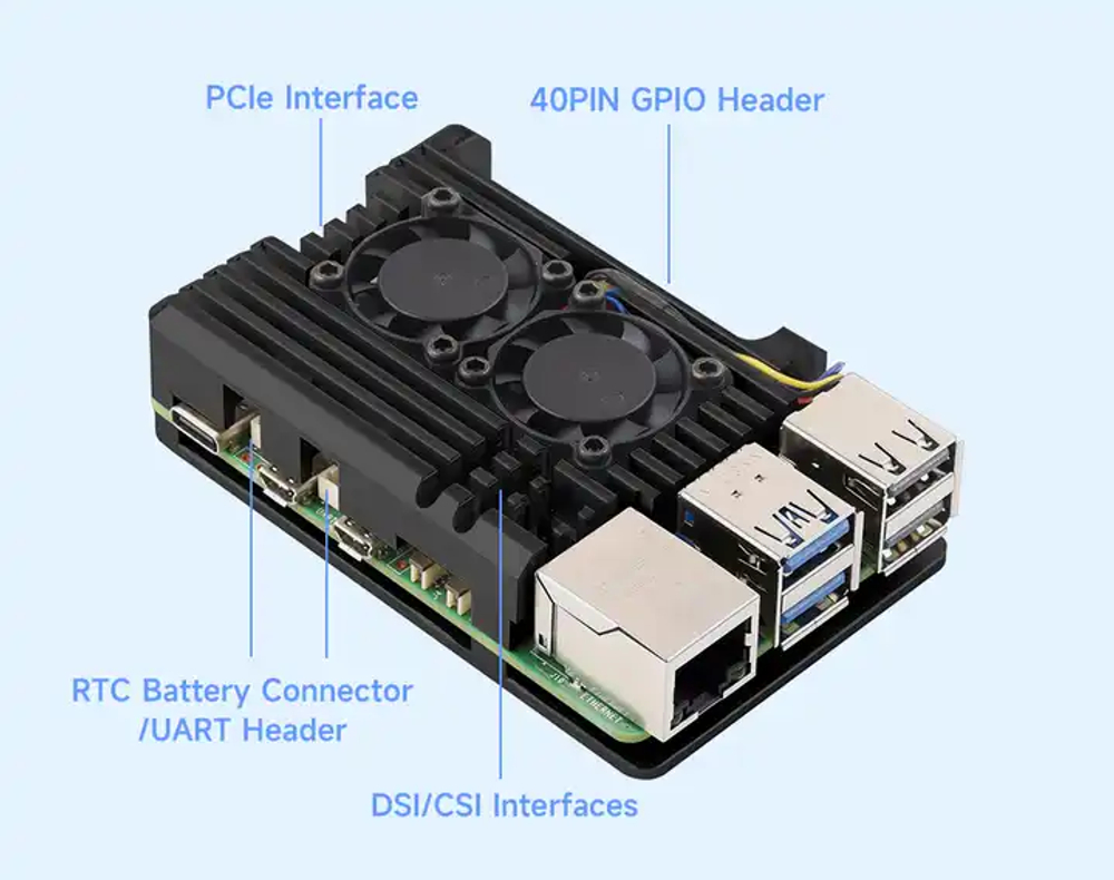 Металлический корпус для Raspberry Pi 5