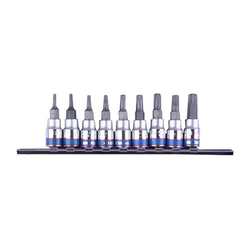 KING TONY (2119PR) Набор торцевых насадок 1/4", TORX с отверстием, Т8-Т40, L = 37 мм, 9 предметов