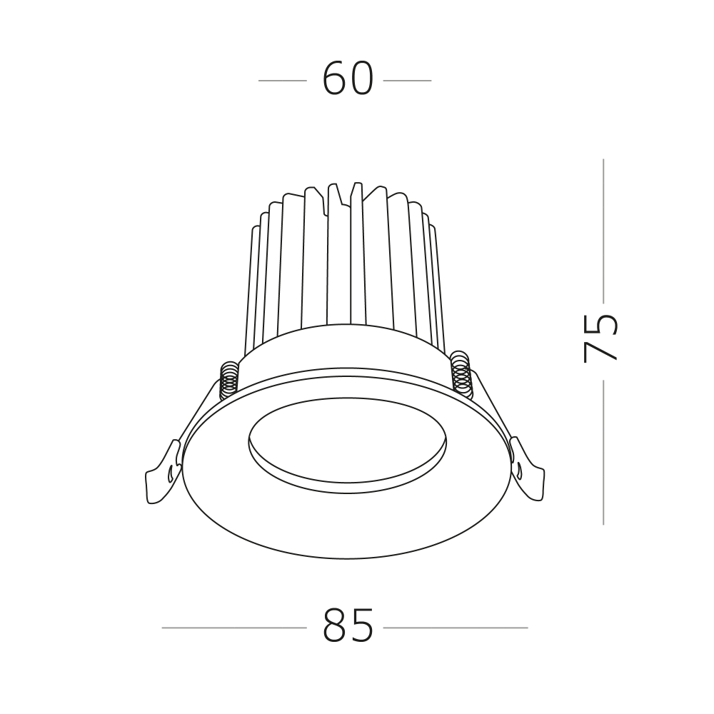 Светильник встраиваемый LED 10W 3000K 900Lm Ra>90 38° IP20 D85xH75 170-240V