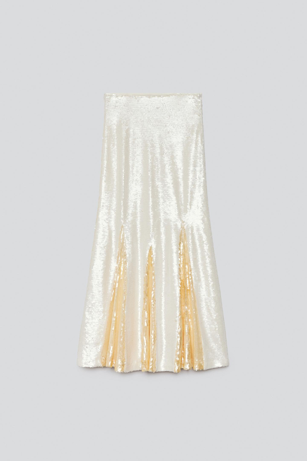ZARA X BAISI GUADAGNINO ЮБКА С ПАЙЕТКАМИ, БЕЛЫЙ