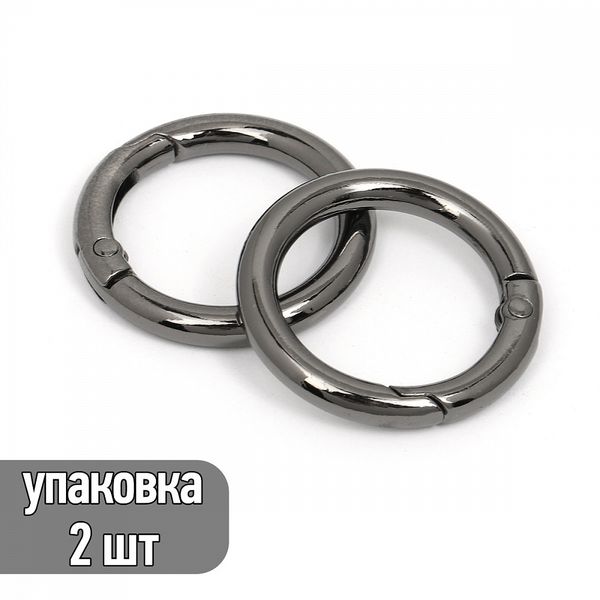 Карабин металл кольцо ⌀25.0 мм (35 мм), TBY.107914, цв.чер.никель, уп.2 шт