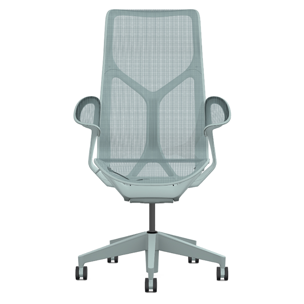 Кресло Herman Miller Cosm, высокая спинка, цвет Glacier, подлокотники «лепестки» (Leaf)