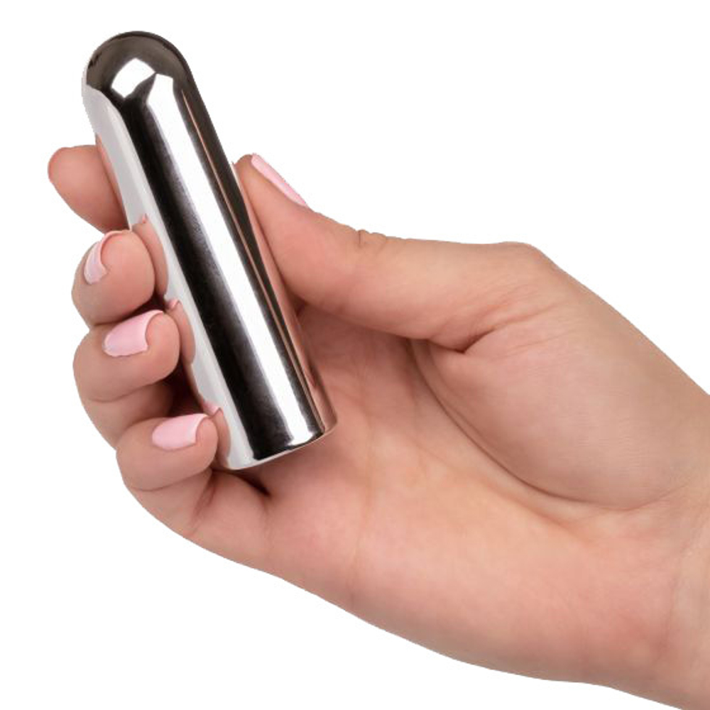 Серебристая перезаряжаемая вибропуля 9см California Exotic Novelties Glam SE-4406-00-3
