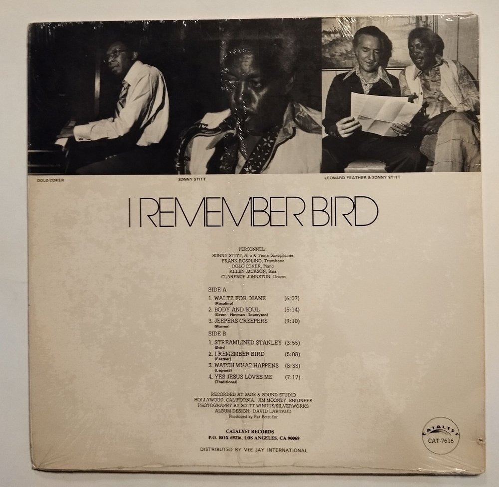 Винтажная виниловая пластинка LP Sonny Stitt I Remember Bird (USA 1977)