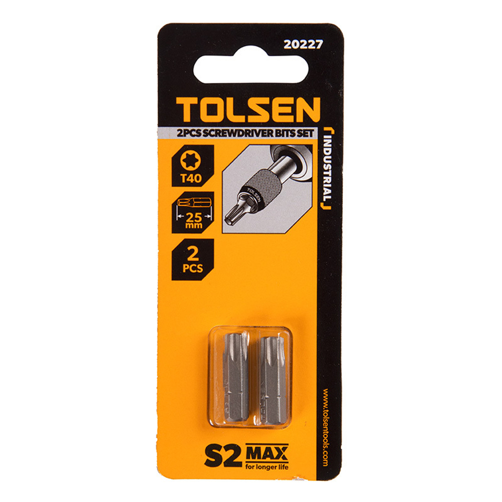TOLSEN (TT20227) Набор вставок (бит) торцевых 1/4", Torx, T40, 25 мм, 2 предмета