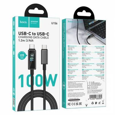 Кабель 100W Type-C на Type-C Hoco U156 (black)