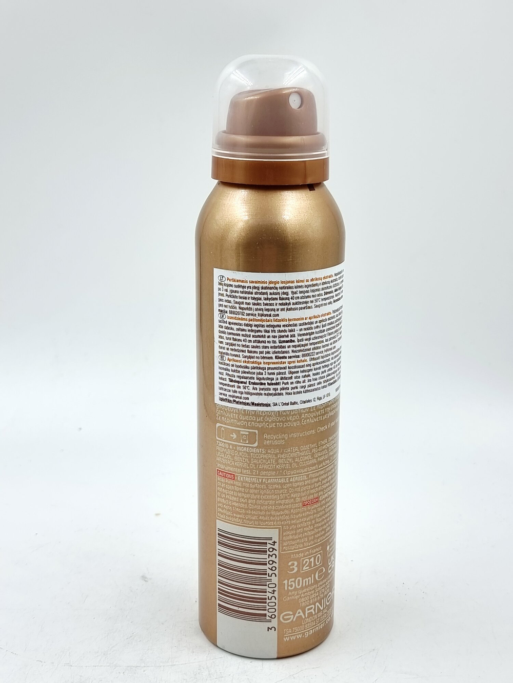 Автозагар-спрей для тела Garnier Ambre Solaire Dark с абрикосовым маслом 150 мл