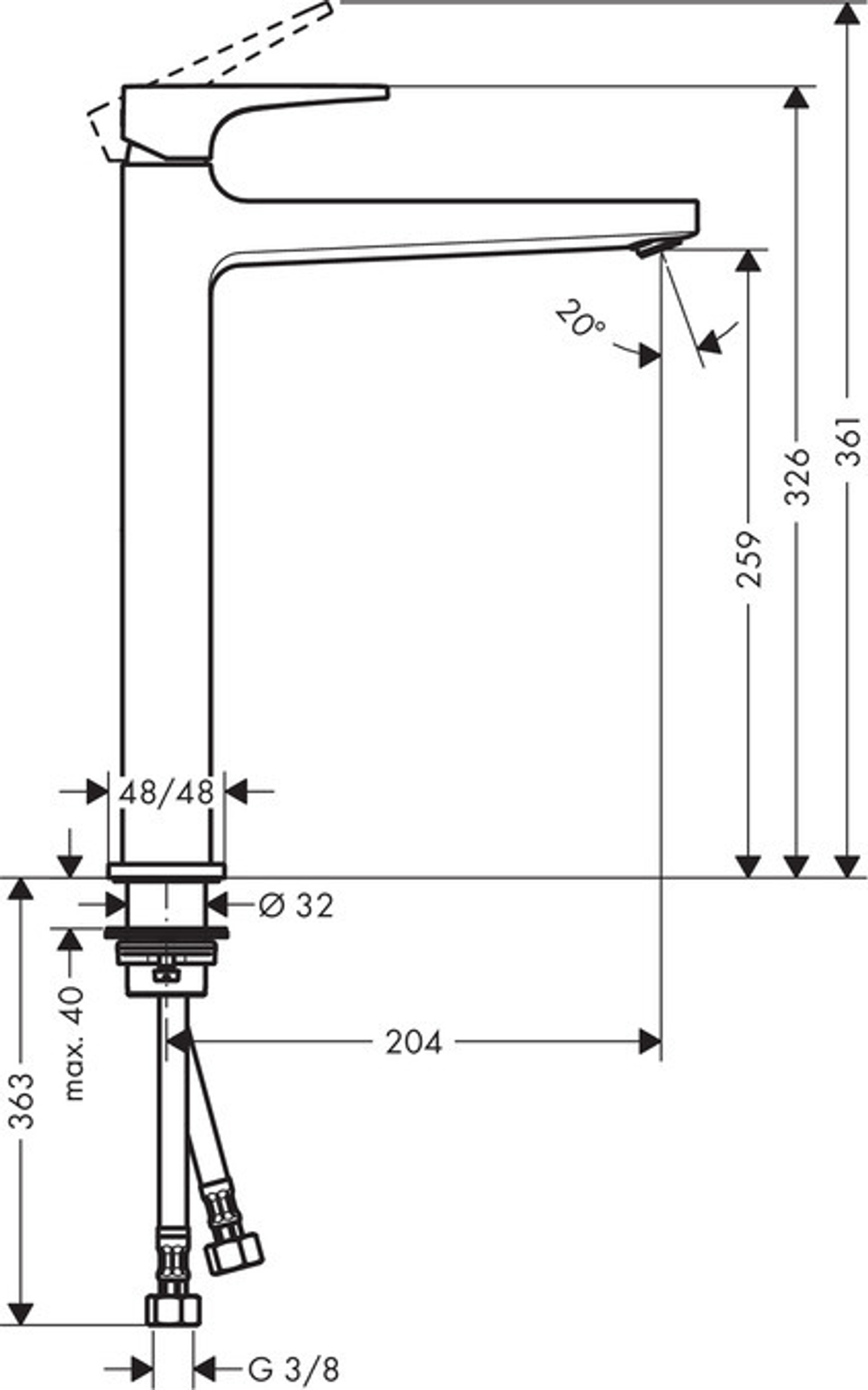 Смеситель Hansgrohe Metropol 260 32512000 для раковины