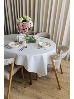 Скатерть клеенка белая на круглый стол 140 на 140