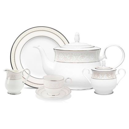 Сервиз чайный 21 предмет на 6 персон Noritake Монтвейл с платиновым кантом
