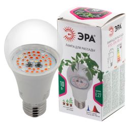Фитолампа для растений светодиодная ЭРА FITO-10W-RB-E27 красно-синего спектра 10 ВТ Е27 | Фитолампы Е27