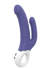 Синий анально-вагинальный вибратор Double Pleasure - 23,5 см. (Цвет: синий)