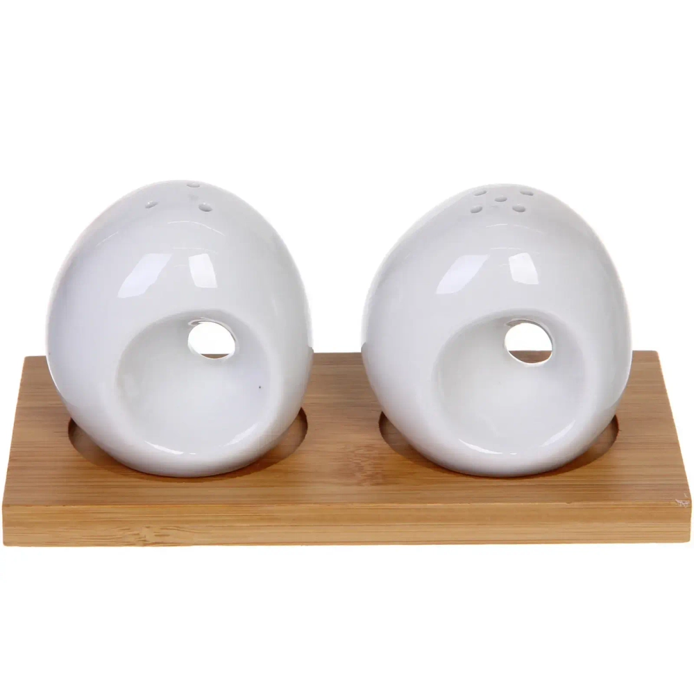 Набор для специй 2шт на бамбуковой подставке «White magic» круги