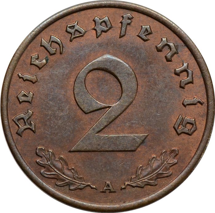 2 рейхспфеннига 1939 Германия (Третий рейх) "A"