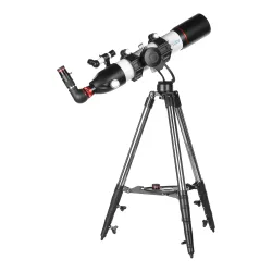 Телескоп Veber VegaStar 600/80 AZ4 рефрактор в сумке - вид сбоку на штативе, справа