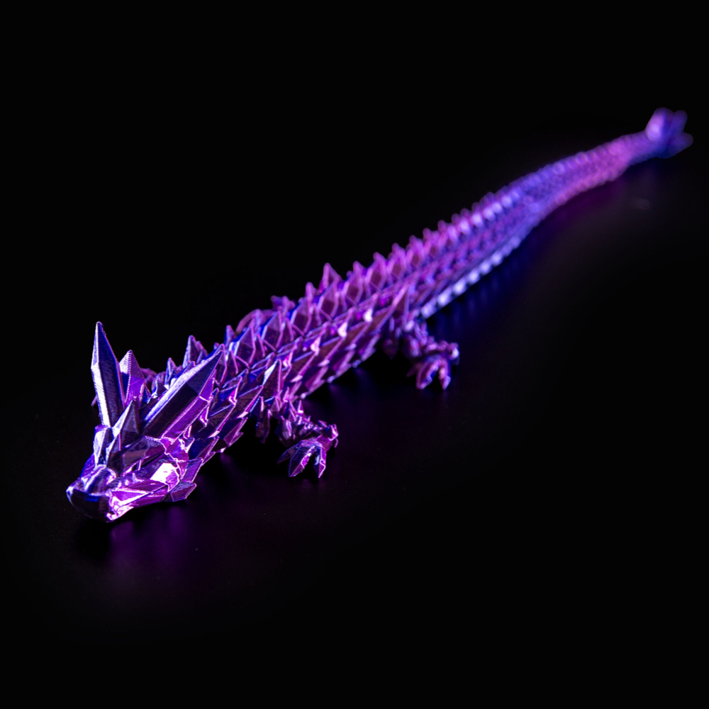 Кристальный подвижный дракон подвижный 3D печать, 47 см., лиловый