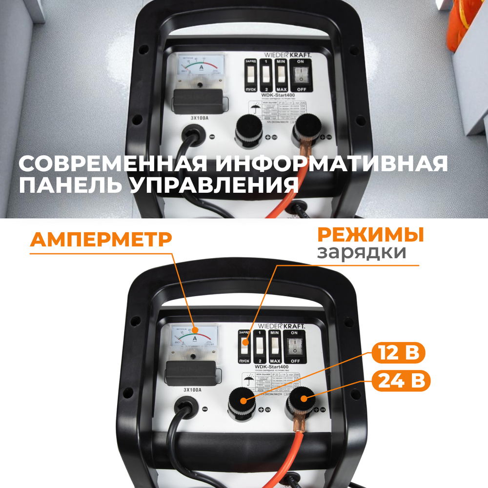 WDK-Start400 Пуско-зарядное устройство 290А, 12/24В