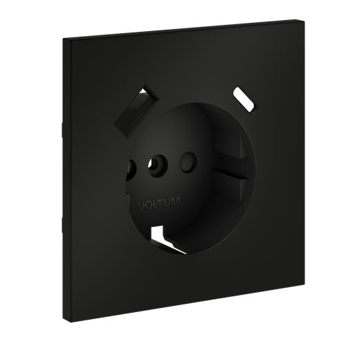 Накладка для розетки с заземлением и защитными шторками, с USB A+C, (черный матовый) Voltum S70 VLS001008