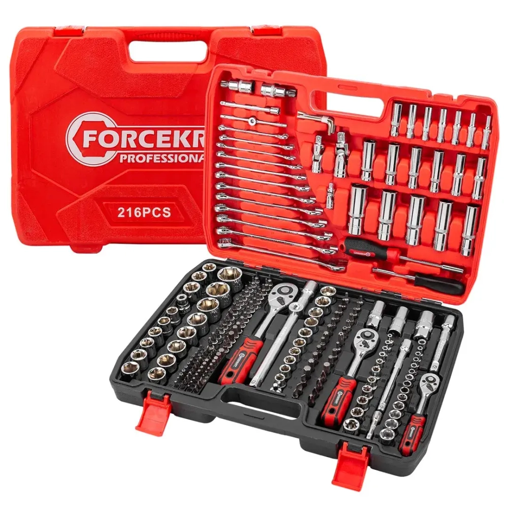Набор инструментов 216пр. 1/4''3/8''1/2''(6гр.)(4-32мм) FORCEKRAFT FK-38841New