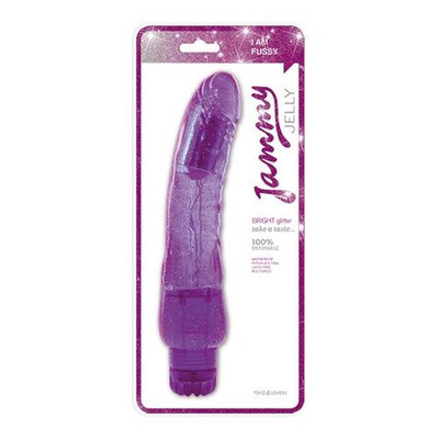 Фиолетовый вибратор AMMY JELLY BRIGHT GLITTER PURPLE - 24,5 см. (Цвет: фиолетовый)