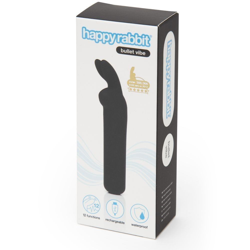 Черная вибропуля с ушками Rechargeable Rabbit Ears Bullet Vibrator (Цвет: черный)