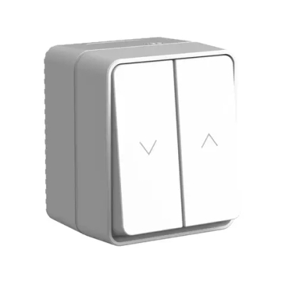 ATLASDESIGN PROFI IP54 О/У 2-клавишный ВЫКЛЮЧАТЕЛЬ ДЛЯ ЖАЛЮЗИ, сх.4, 10А, СЕРЫЙ