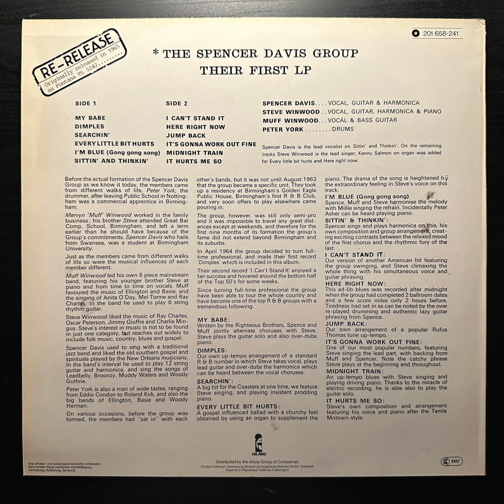 The Spencer Davis Group- Their First LP (Германия 1980г.)