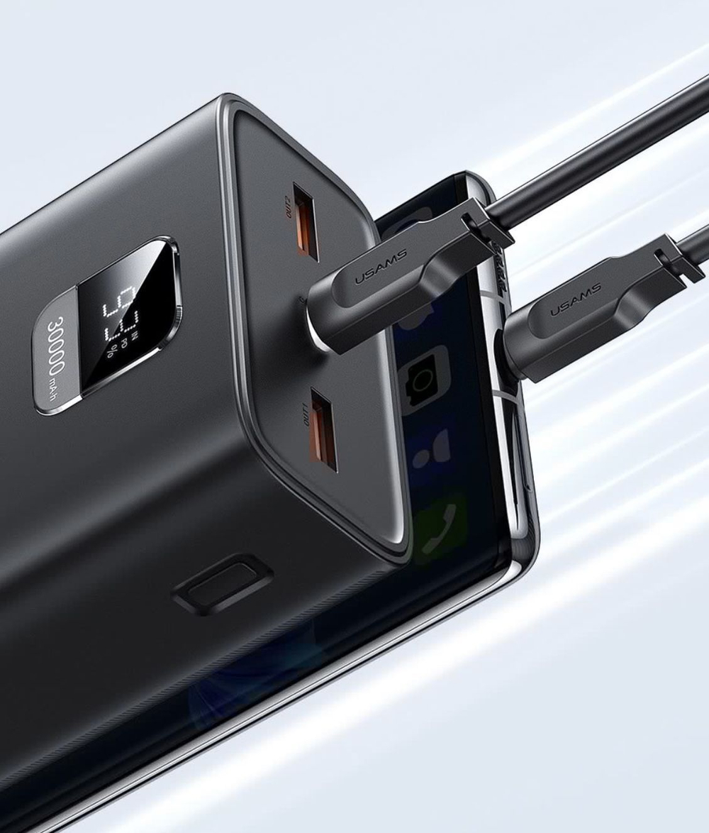 Внешний аккумулятор повербанк Power Bank 30000mAh 65W Black USAMS(usams-at)