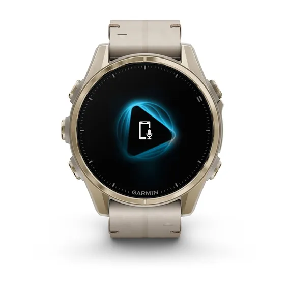 Fenix 8 - 43 мм, AMOLED, Sapphire (золотистый, серый кожаный ремешок)