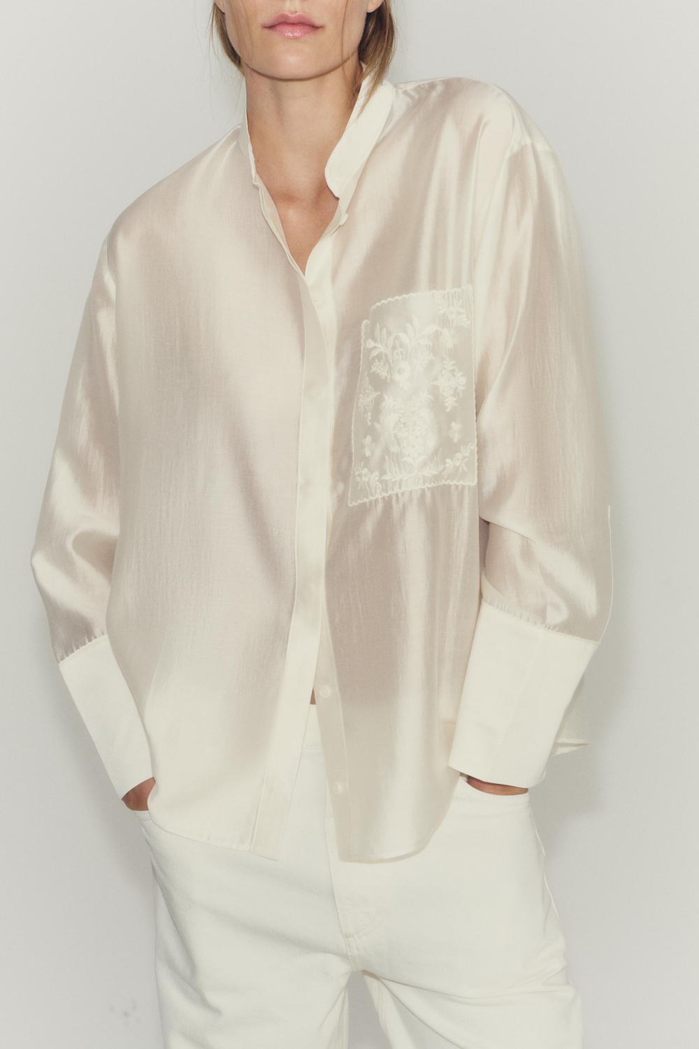 РУБАШКА С ВЫШИВКОЙ И КАРМАНОМ — ZW COLLECTION — ZARA