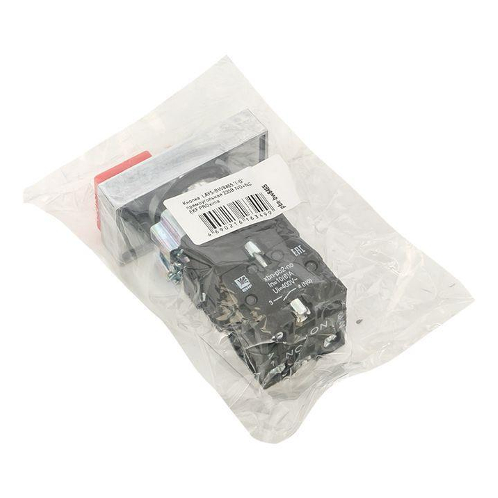 Кнопка LAY5-BW8465 "I-O" прямоугольная 230В NO+NC PROxima EKF pbn-bw8465