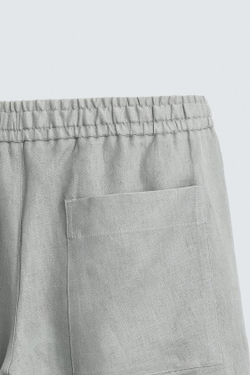 ZARA БРЮКИ RELAXED FIT ИЗ 100% ЛЬНА, СВЕТЛО-СЕРЫЙ