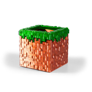 Подставка для карандашей "Minecraft" Майнкрафт в виде травяного блока, 3D печать, 8х7.5х7.5см, медно-зеленый
