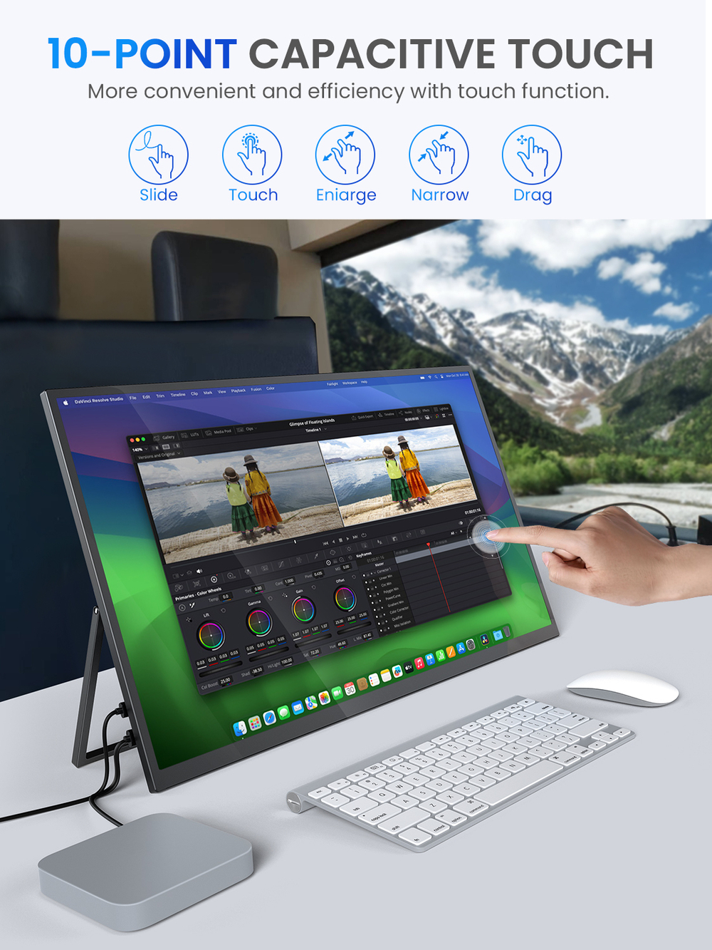 22" Портативный сенсорный монитор Uperfect Umax22 Touch 2K IPS 2560x1440, 60 Гц
