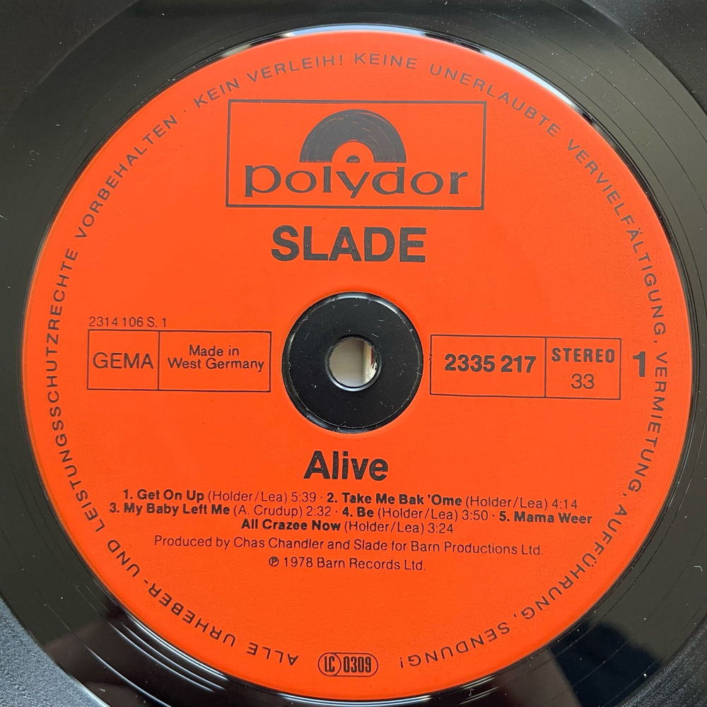 Винтажная виниловая пластинка LP Slade, Slade Alive (Германия 1978)