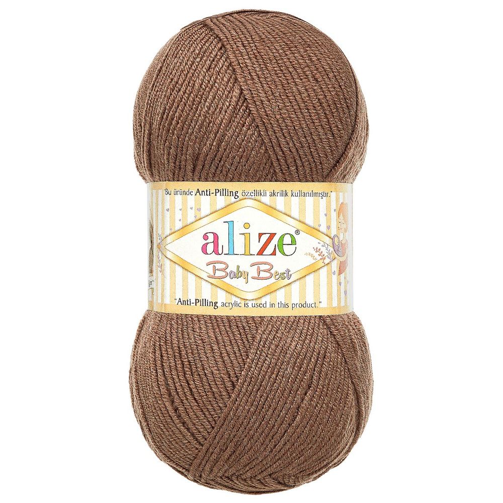 Пряжа Alize (Ализе) Baby Best / уп.5 мот. по 100 г, 240 м, с эффектом антипиллинг, 534 светло-коричневый