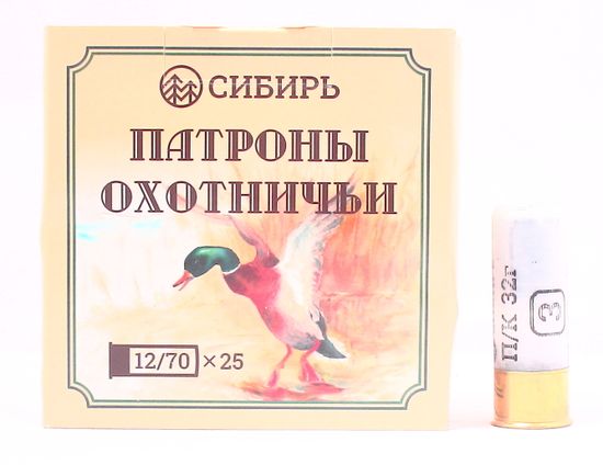Патрон "Сибирь" 12/70 №3 32 гр. Цена за патрон, заказ делается в пачках - 25 штук.