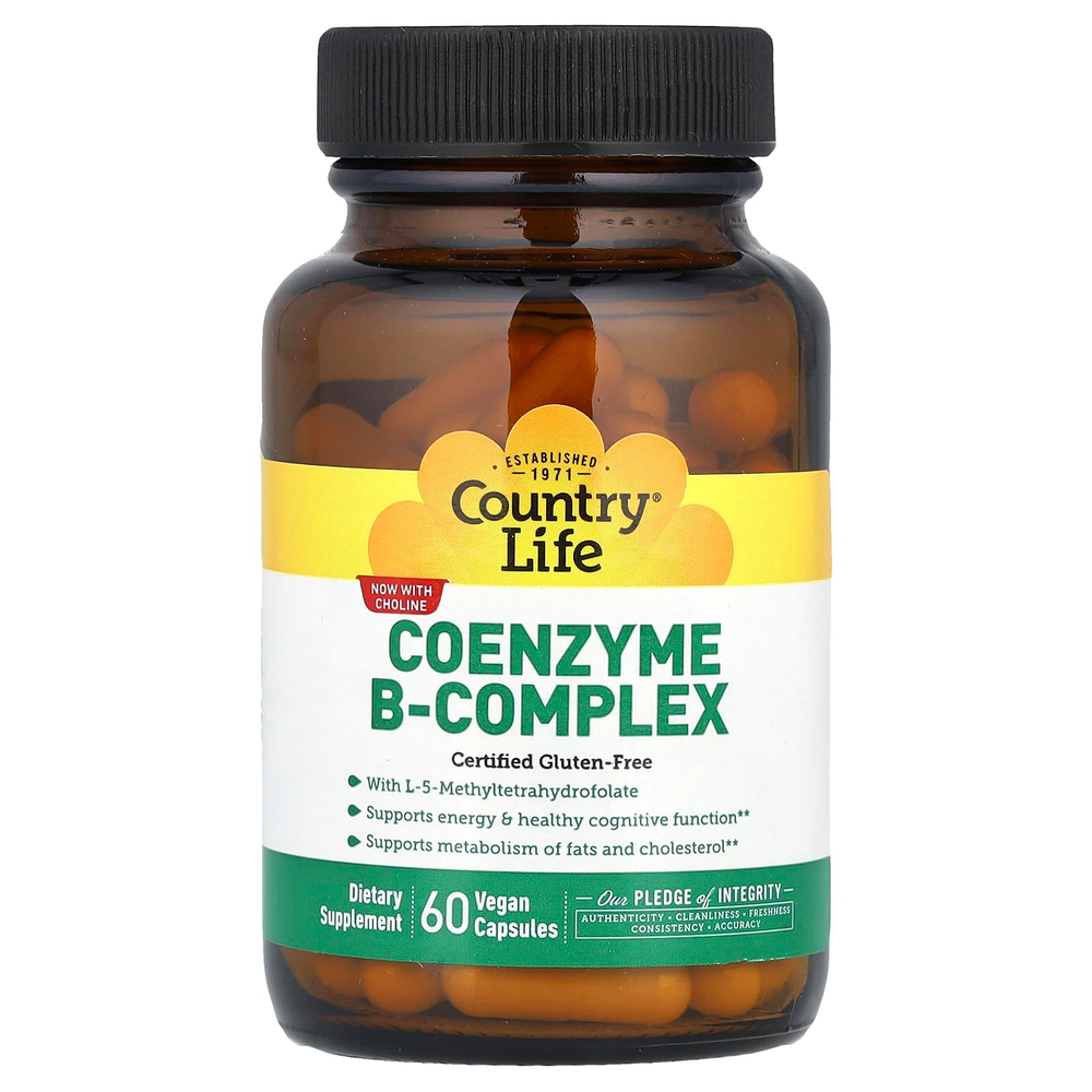 Country Life, комплекс коэнзимов группы B, 60 вегетарианских капсул