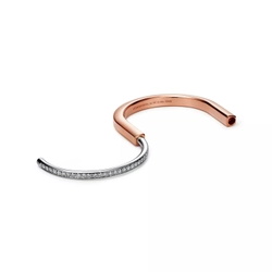 Браслет из розового и белого золота 18k с бриллиантами , Tiffany 💠 Lock with half Pave